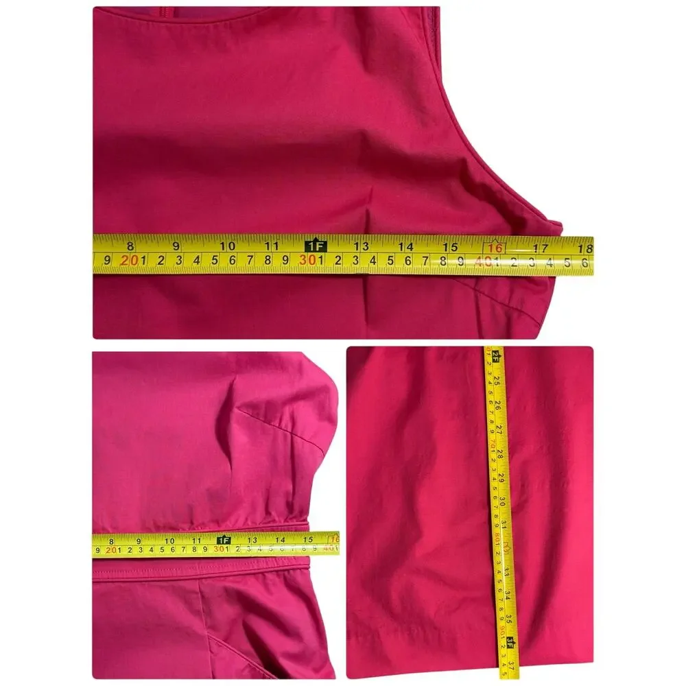 Tory Burch Pink Sleeveless Shift Dress Size 4 Zip Back Pockets Cotton